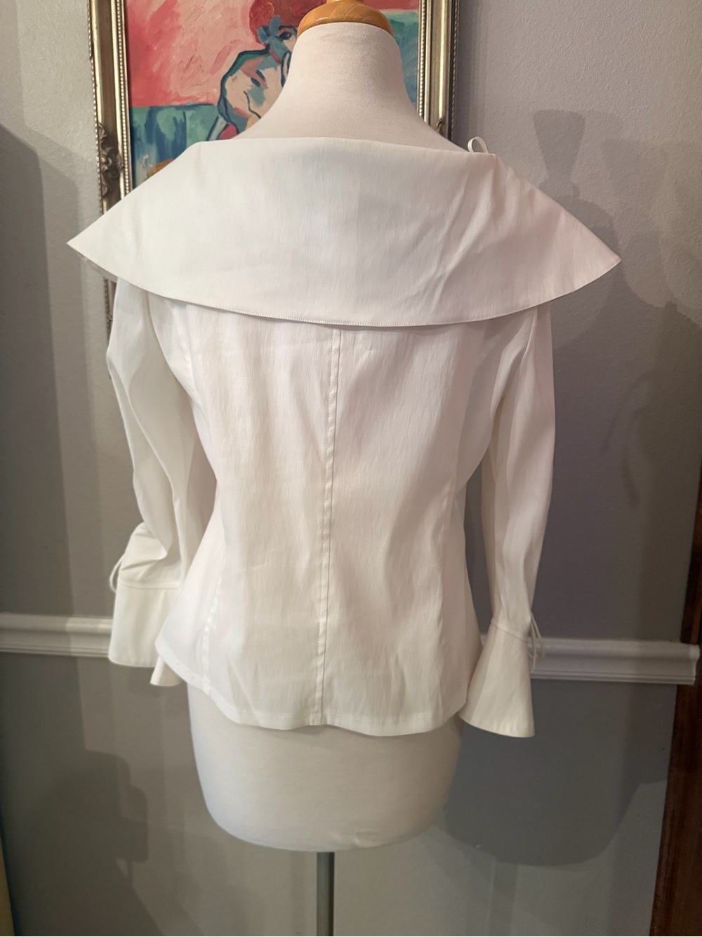 Vintage Victor Costa White Off Shoulder Statement Blouse Size 14 Rhinestone - Picture 4 of 9